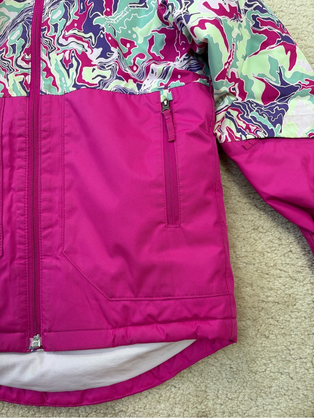 The North Face Girls Size 7 Pink Freedom Insulated Winter Ski Jacket Coat - Picture 7 of 10